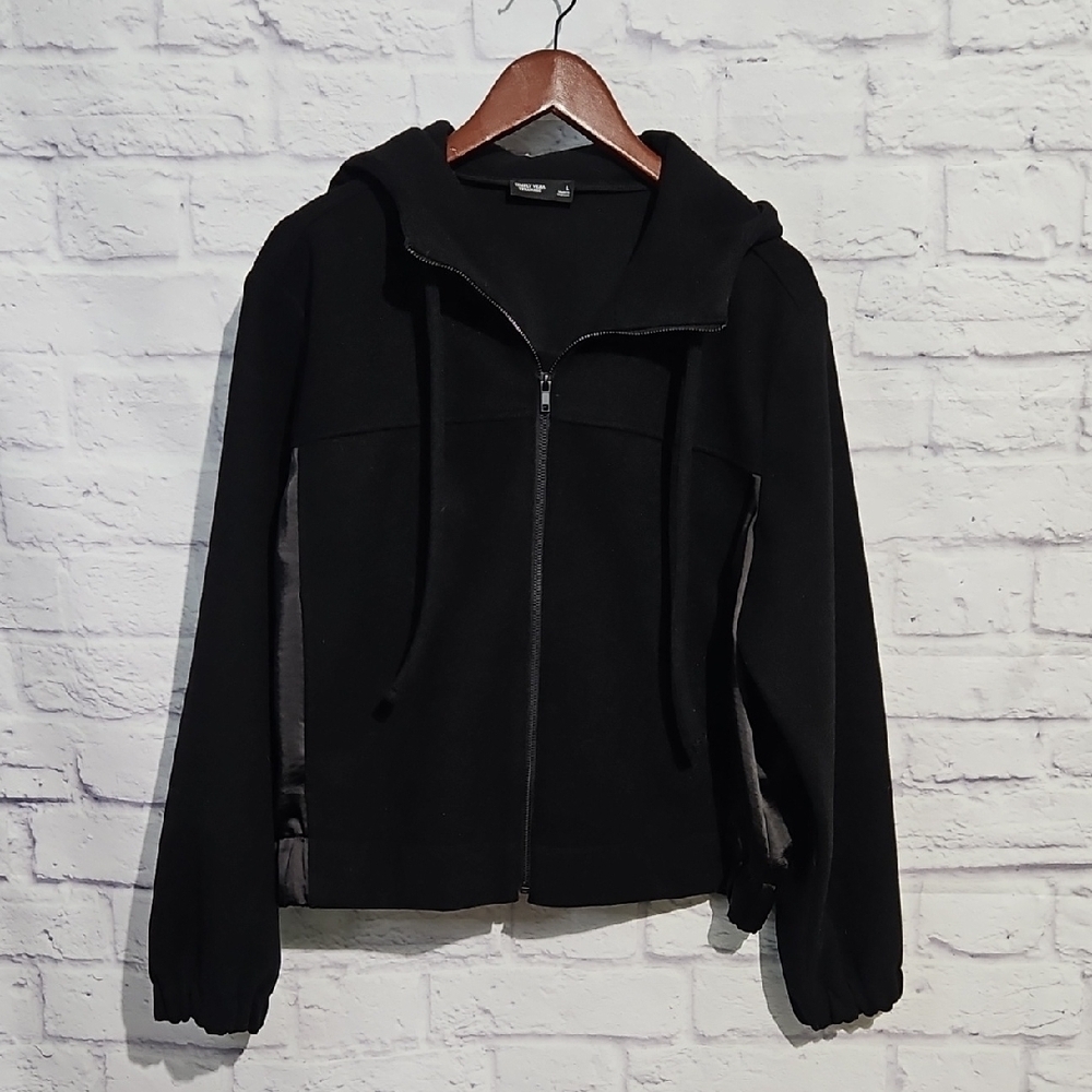 Simply Vera Vera Wang Black Satin Back Bomber Jacket